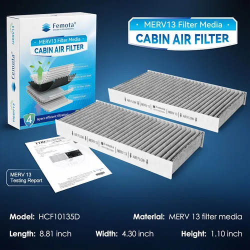 Miniatura 2 de Filtro de aire de cabina certificado MERV 13 Femota con carbón activado, CF10135 (CP135) Reemplazo para Honda Civic (2001-2005), CRV (2002-2006)