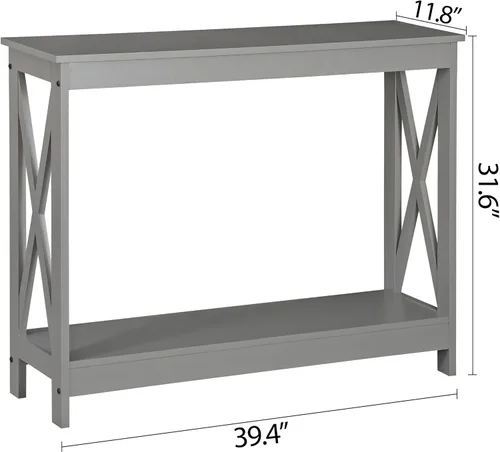 Miniatura 3 de ZENY Mesa consola, mesa de entrada, mesa de sofá estrecha con estantes de 2 niveles, mesa de entrada para sala de estar, entrada, pasillo, vestíbulo