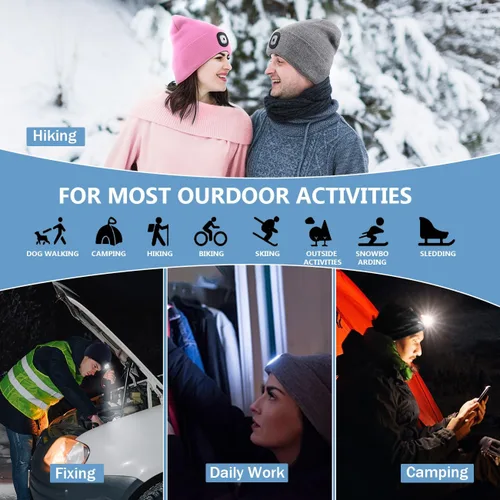 Miniatura 4 de Deilin Gorro unisex con la luz, regalos para chicos, gorro LED con linterna recargable de luz