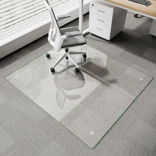 Miniatura 23 de Koonmi Tapete de cristal para silla de alfombra, 36 x 48 pulgadas, tapete de vidrio templado para silla de oficina, tapetes de vidrio con bordes