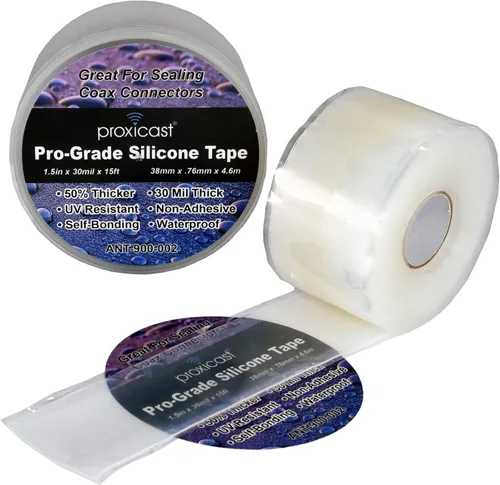 Miniatura 14 de Proxicast Cinta de sellado de goma de silicona autofundida extra fuerte de grado profesional de 30 mil resistente a la intemperie para antenas