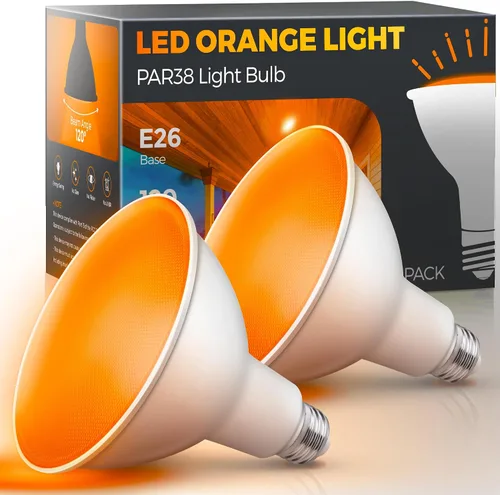 Miniatura 13 de LOHAS - Bombillas amarillas para insectos para exteriores, luz de inundación LED PAR38 para exteriores, equivalente a 150-200 W, 2000 K,