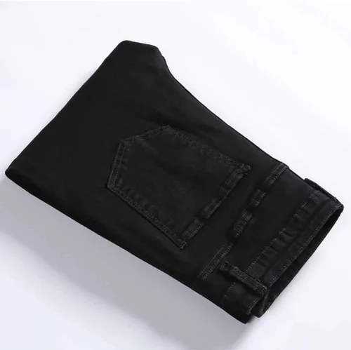 Miniatura 6 de HUNGSON Pantalones de mezclilla ajustados y elásticos para hombre, ajuste recto
