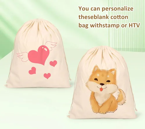 Miniatura 7 de 20 bolsas de algodón para productos, bolsas de almacenamiento de muselina reutilizables de 8 x 10 pulgadas con cordones, bolsas de algodón natural