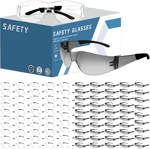 Miniatura 11 de Gafas de seguridad transparentes a granel de 100, lentes resistentes a impactos ANSI Z87.1, protección ocular para laboratorio, construcción 40