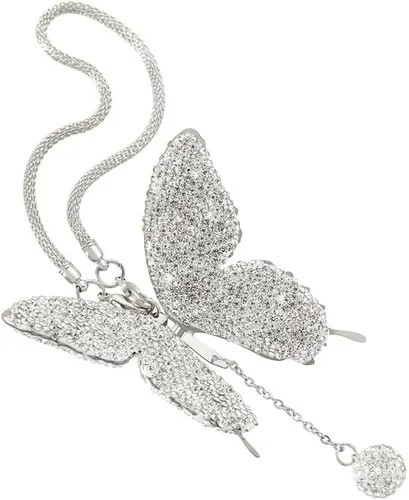 Miniatura 8 de MiOYOOW Adorno colgante de mariposa para automóvil, accesorio de espejo retrovisor con diamantes de imitación, ajuste universal, adorno colgante