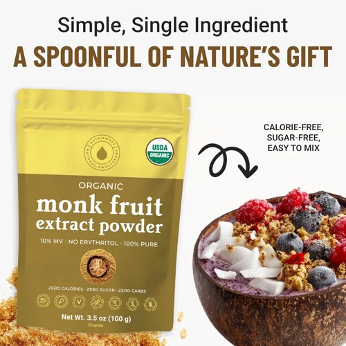 Miniatura 5 de NatriSweet - Extracto orgánico de fruta de monje, 3.5 onzas, reduce calorías, ayuda a reducir el azúcar en sangre para diabéticos, edulcorante