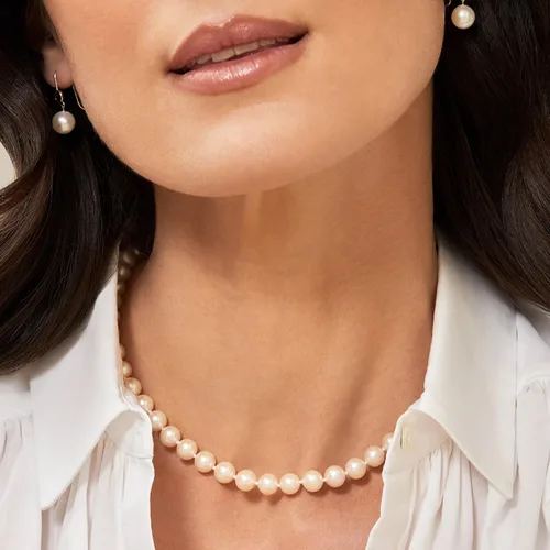 Miniatura 15 de The Pearl Source Real Pearl Necklace for Women with AAA+ Quality Round White Freshwater Genuine Cultured Pearls