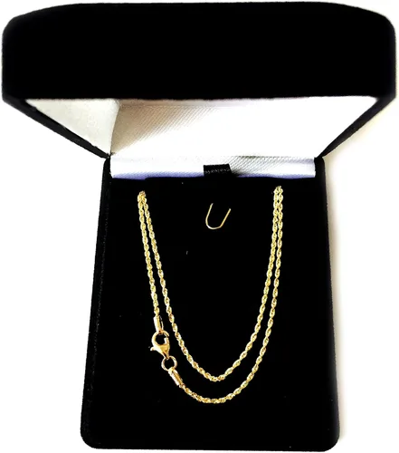 Miniatura 4 de 14k Yellow Solid Gold Diamond Cut Rope Chain Necklace, 1.25mm, 16