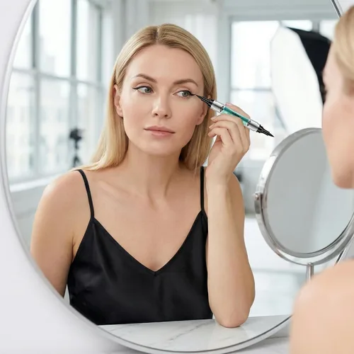 Miniatura 7 de Bolígrafo de tinta 2 en 1 para cejas y delineador de ojos, punta de cuatro garras, impermeable, de larga duración, disponible en marrón claro