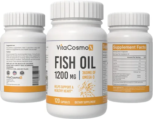 Miniatura 5 de Aceite de pescado omega-3 de 1560 mg, triple fuerza EPA y DHA, 120 cápsulas blandas, 60 porciones, sin gluten, sin OMG y apto para vegetarianos