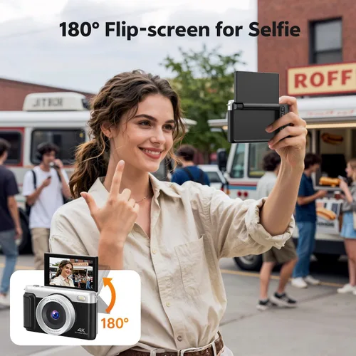 Miniatura 4 de Cámara digital para fotografía, cámaras de vlogging 4K de 75 MP, cámara con zoom 16x y enfoque automático con pantalla abatible de 180° de 3