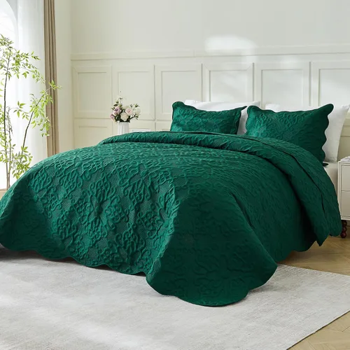 Miniatura 13 de Kingnex Juego de colcha tamaño King de 106 x 96 pulgadas, suave, ligera, acolchada, 3 piezas, 1 edredón y 2 fundas de almohada, color gris oscuro