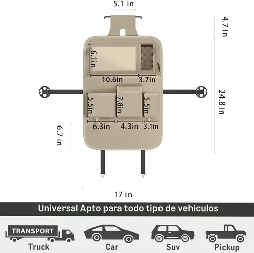 GMQ Organizador de asiento trasero de automóvil, 1 paquete, organizador de asiento trasero con bandeja, caja de almacenamiento multifuncional para