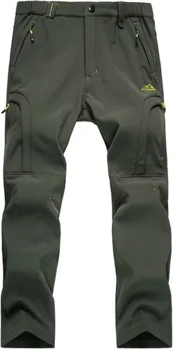 Miniatura 4 de MAGCOMSEN Pantalones de invierno para hombre, 5 bolsillos con cremallera, pantalones de esquí para nieve, con forro polar, resistentes al agua