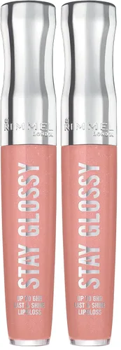 Miniatura 55 de Rimmel Stay Glossy Brillo de labios - Fórmula ligera y no pegajosa para color y brillo de labios - 130 Blushing Belgraves,.18oz Belgraves sonrojados