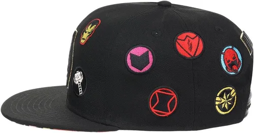 Miniatura 5 de Marvel 60th Anniversary Comic UV ajustable Snapback Flat Bill Cap negro