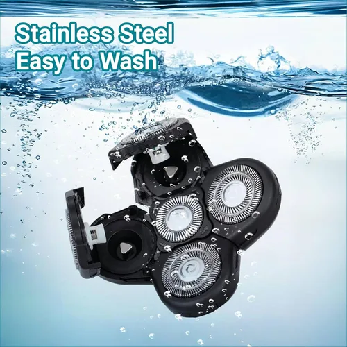 Miniatura 7 de Cabezal de repuesto 5D para hombre de 5 cuchillas, flotante, alternativa, lavable, cabezal de afeitado eléctrico (negro, 2 unidades)
