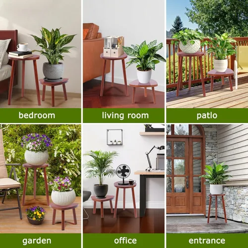 Miniatura 7 de Eocogup Soporte para plantas de interior, paquete de 2 mesas individuales para interiores, soporte para maceta, estante multiusos para plantas