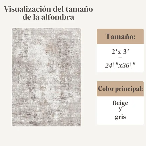 Miniatura 2 de Alfombra antideslizante lavable de 2 x 3 pies - Alfombra suave de pelo bajo para cocina, entrada y dormitorio - Tapete moderno para puerta