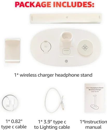 Miniatura 7 de Cargador inalámbrico 4 en 1 con soporte para auriculares para iPhone 17 16 15 14 13 12 Pro Max, Apple Watch 11 10 Ultra SE, AirPods Max 4 y Samsung