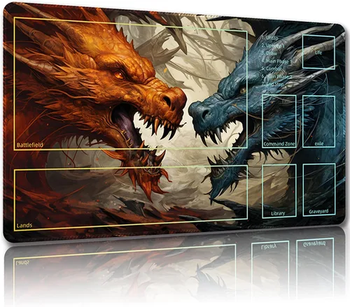 Miniatura 18 de Tapete de juego para MTG con bolsas de almacenamiento gratuitas – 24 x 14 pulgadas tapete de juego para juegos de mesa y juegos de mesa, con zonas