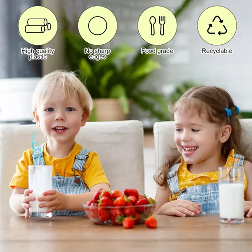 Miniatura 6 de 60 pajitas de plástico reutilizables para fiestas de niños, 60 popotes coloridos y locos y tontos, 10 diseños diferentes, para fiestas infantiles