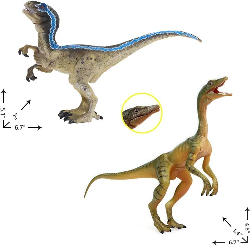 Miniatura 7 de Gemini&Genius Velociraptor Compsognathus - Juguetes de dinosaurio, figuras de acción de dinosaurio con mandíbula y manos móviles, juguetes de Raptor