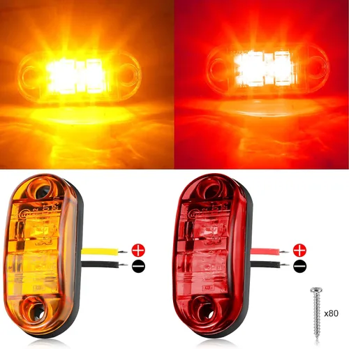 Miniatura 4 de 40 piezas de luces marcadoras de remolque de 2.5 pulgadas, 2 diodos, impermeables, selladas, luz de doble diana LED, kit de luces de remolque LED