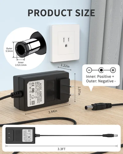 Miniatura 4 de Cargador de fuente de alimentación de adaptador de CA de 15V 3A [15 voltios 3 amperios de potencia de conmutación regulada] con 11 enchufe de CC