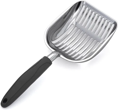 Miniatura 23 de WePet Cuchara de arena para gatos, tamiz de aleación de aluminio, pala de metal profunda, mango largo, tamizado de excrementos, levantador de heces