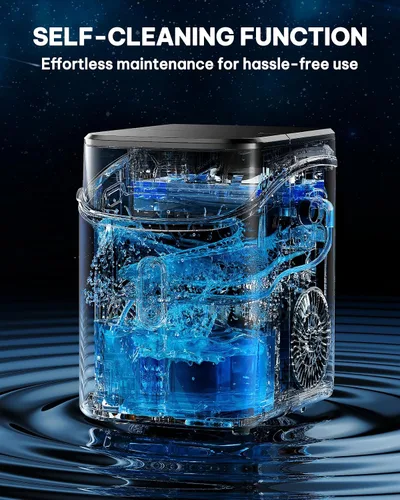 Miniatura 5 de Silonn Nugget - Máquina de hielo para encimera, máquina de hielo de guijarros con hielo masticable suave triturado, 33 libras por día con cuchara