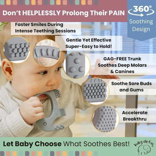 Miniatura 3 de Baby Elefun Juguetes de dentición para bebés, alivio del dolor, cero retraso, 0-6 meses, color gris 34-38 Gris