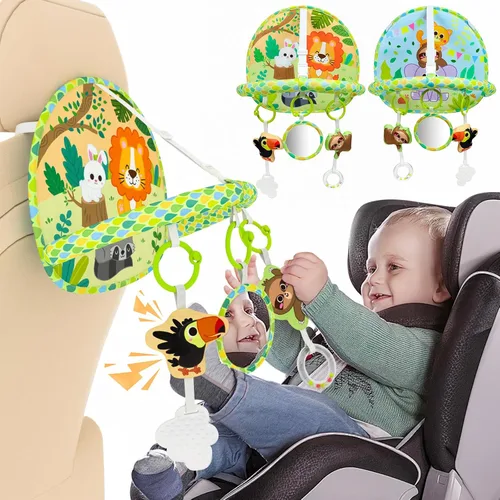 Dr.Rapeti Juguete de asiento de coche para bebé, para viajes, orientado hacia atrás, doble cara, actividad de viaje, asiento de automóvil, juguete