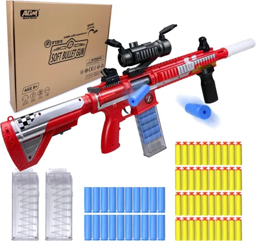 AGM MASTECH Pistola de espuma 416, modelo de expulsión de carcasa con 40 dardos, 2 remagas. Equipo táctico realista para juegos de CS, partidos al