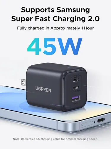 Miniatura 6 de UGREEN Paquete de cargador USB C de 3 puertos de 45 W y cargador USB C de 5 puertos de 45 W y cargadores de pared rápidos de múltiples puertos
