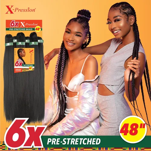 Miniatura 3 de Sensationnel X-pression - Pelo trenzado preestirado – 6 trenzas de 48 pulgadas, todo Kanekalon ignífugo sintético para trenzas y giros de caja
