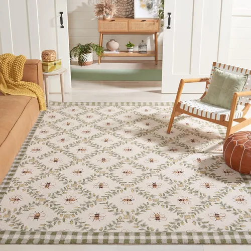 Miniatura 20 de SAFAVIEH Chelsea Collection - Alfombra decorativa de 1 pies 8 pulgadas x 2 pies 6 pulgadas, color negro, lana de campo francesa enganchada a mano