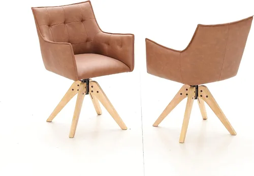 Miniatura 7 de PHI VILLA Juego de 2 sillas giratorias decorativas – Silla de escritorio moderna de mediados de siglo con patas de madera para silla de comedor
