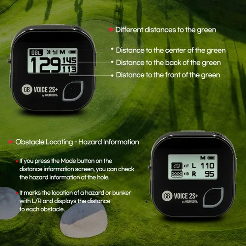 Miniatura 3 de GOLFBUDDY Voice 2S+ Telémetro GPS parlante, navegación con clip en el sombrero de golf, modo pendiente encendido/apagado, 18 horas de duración
