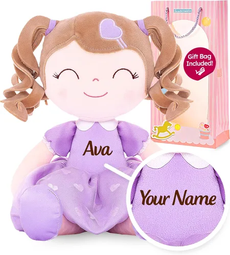 Miniatura 7 de Gloveleya Personalized Curly Doll with Your Name - Cute Custom Pink Soft Plush Doll for Girls Plush Doll Customized Gifts Rizado rosa