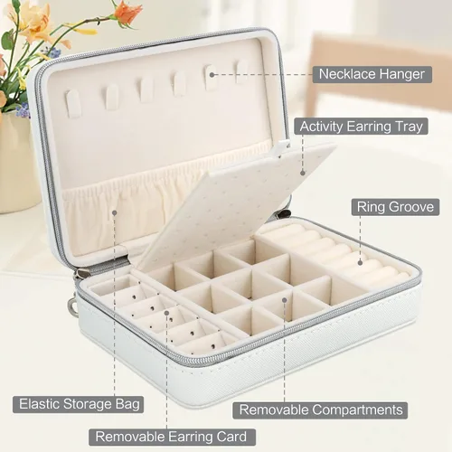 Miniatura 2 de DesignSter Joyero pequeño Estuche de joyería de viaje de piel sintética organizador de joyas soporte de almacenamiento para collares, aretes