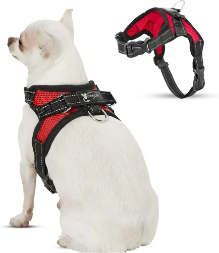 Miniatura 14 de Arnés ajustable reflectante para perro con asa evita tirones, XXS, Negro