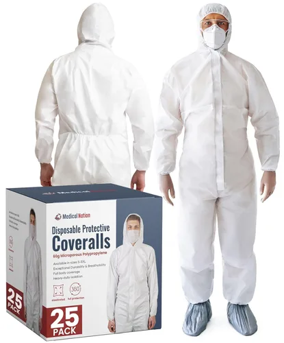 Miniatura 19 de Medical Nation Trajes Hazmat Desechables 1 Paquete, 2X-Large Monos Protectores con Capucha y Botas Incorporadas Traje de Pintor de Cuerpo