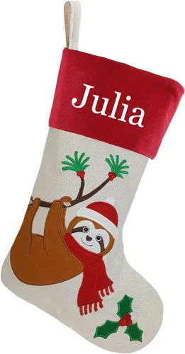 Miniatura 23 de Juego de 3, medias de Navidad personalizadas de 18 pulgadas con tecnología de bordado, diseños de Papá Noel, muñeco de nieve y renos para decoración