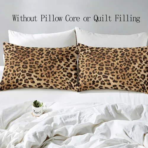 Miniatura 4 de LUVIVIHOME Funda de edredón de leopardo de lujo, 2 piezas, funda de edredón individual, ropa de cama con estampado de guepardo marrón, funda