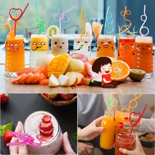 Miniatura 4 de 24 piezas de pajitas locas y divertidas para niños, pajitas reutilizables de plástico con bucle espiral para actividades en el aula, regalo