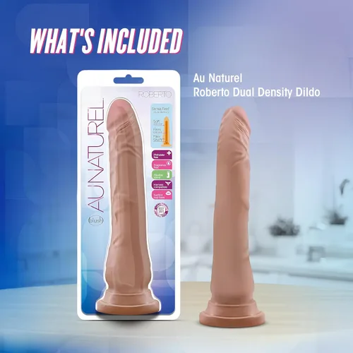 Miniatura 7 de Au Naturel Roberto - Sensa Feel - Consolador realista de doble densidad de 9.25 pulgadas de largo - Eje flexible - Base de ventosa, compatible