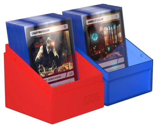 Miniatura 5 de Ultimate Guard Boulder Synergy 100+, funda para 100 tarjetas TCG de doble manga, color azul/rojo, almacenamiento seguro y duradero