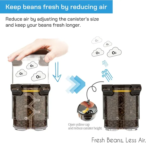 Miniatura 3 de Contenedor de café ajustable de tamaño – Contenedor hermético de almacenamiento para granos de café y molidos, té, especias (mediano)